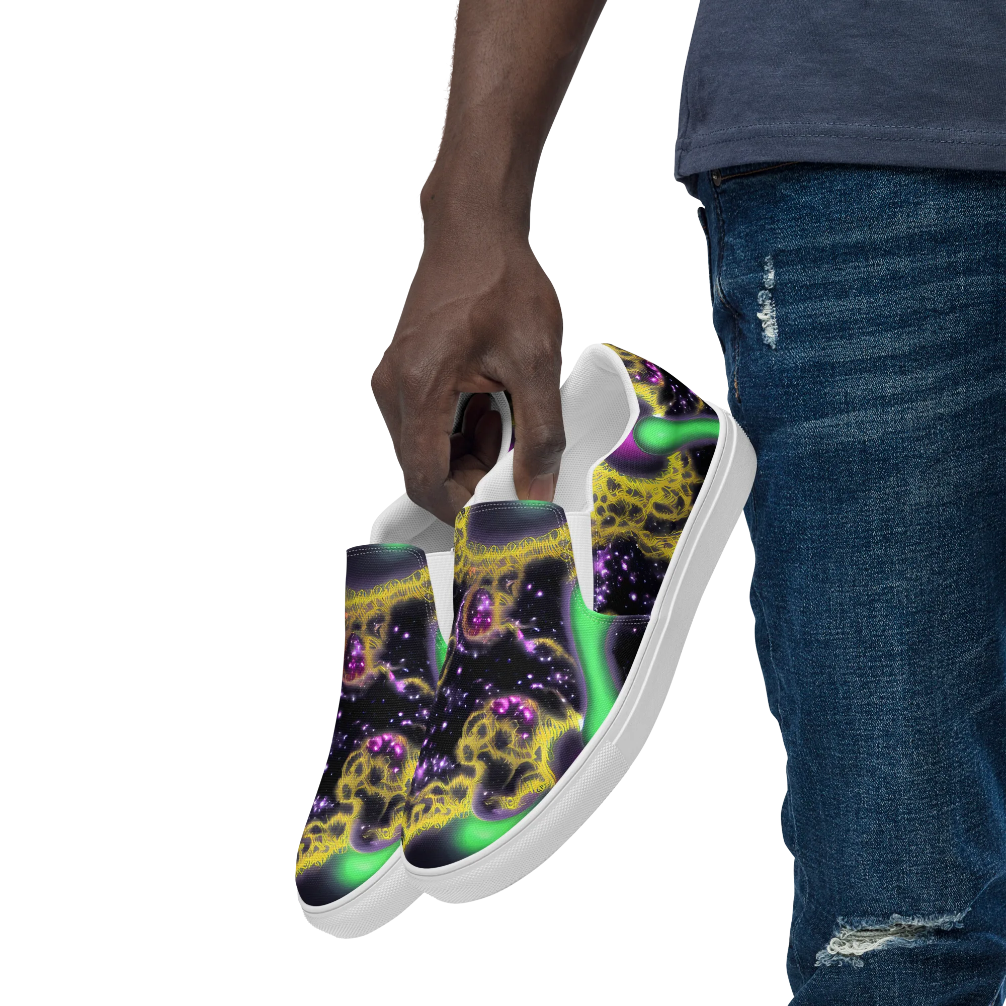 Galactic Grotto on Men's Slip-On Canvas Shoes — Left Front