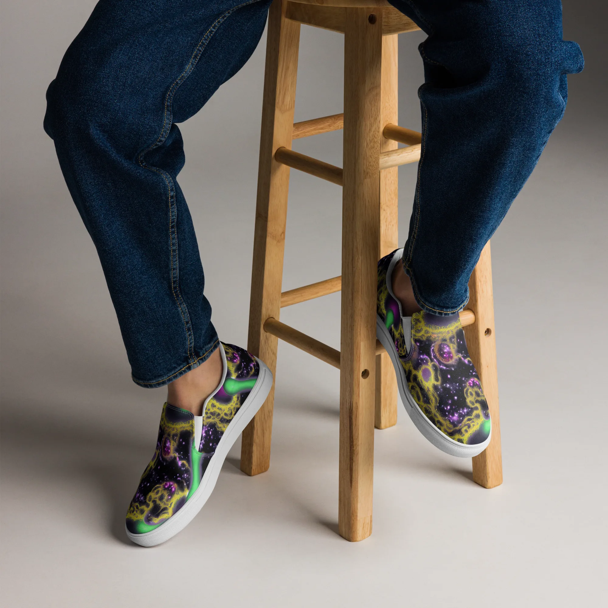Galactic Grotto on Men's Slip-On Canvas Shoes — Front