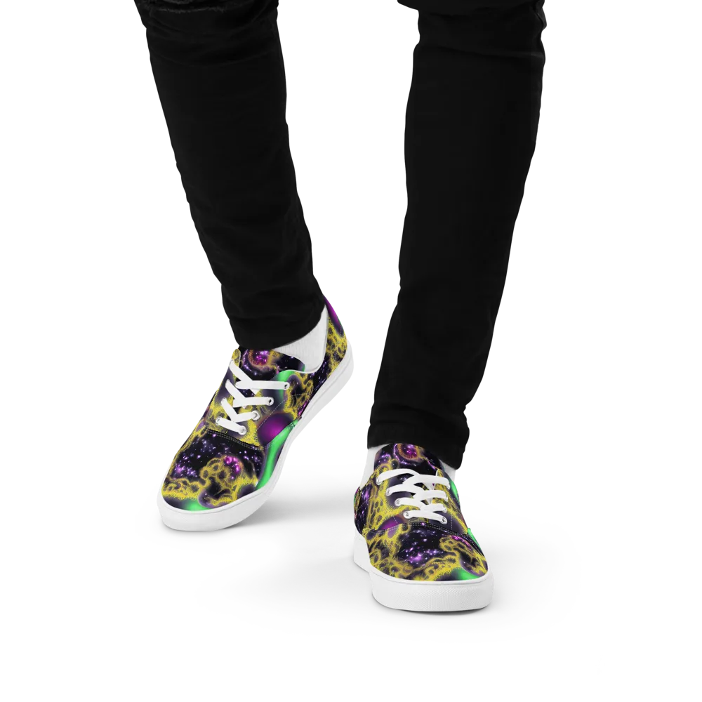Galactic Grotto on Men's Lace-Up Canvas Shoes — Front