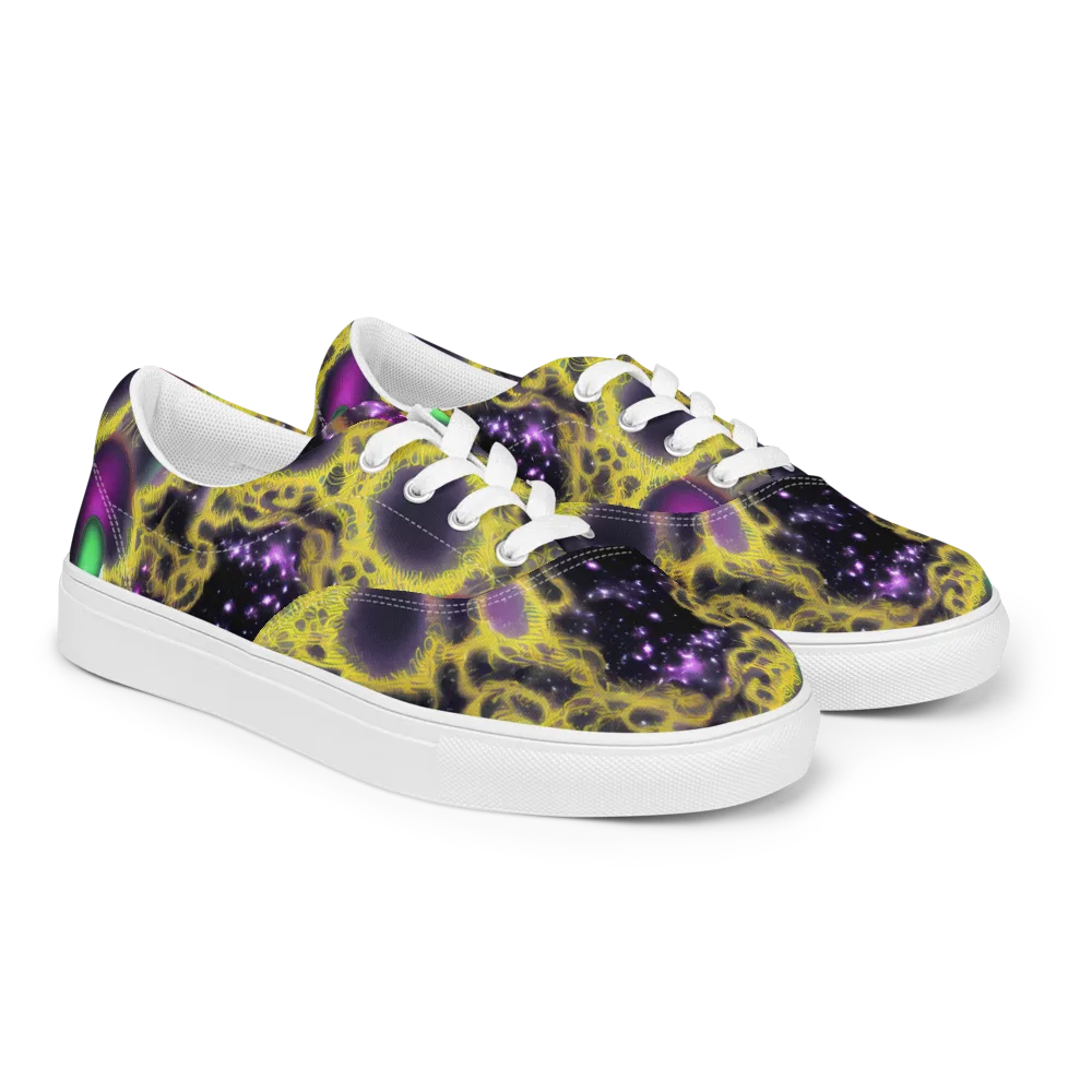 Galactic Grotto on Men's Lace-Up Canvas Shoes — Right Front