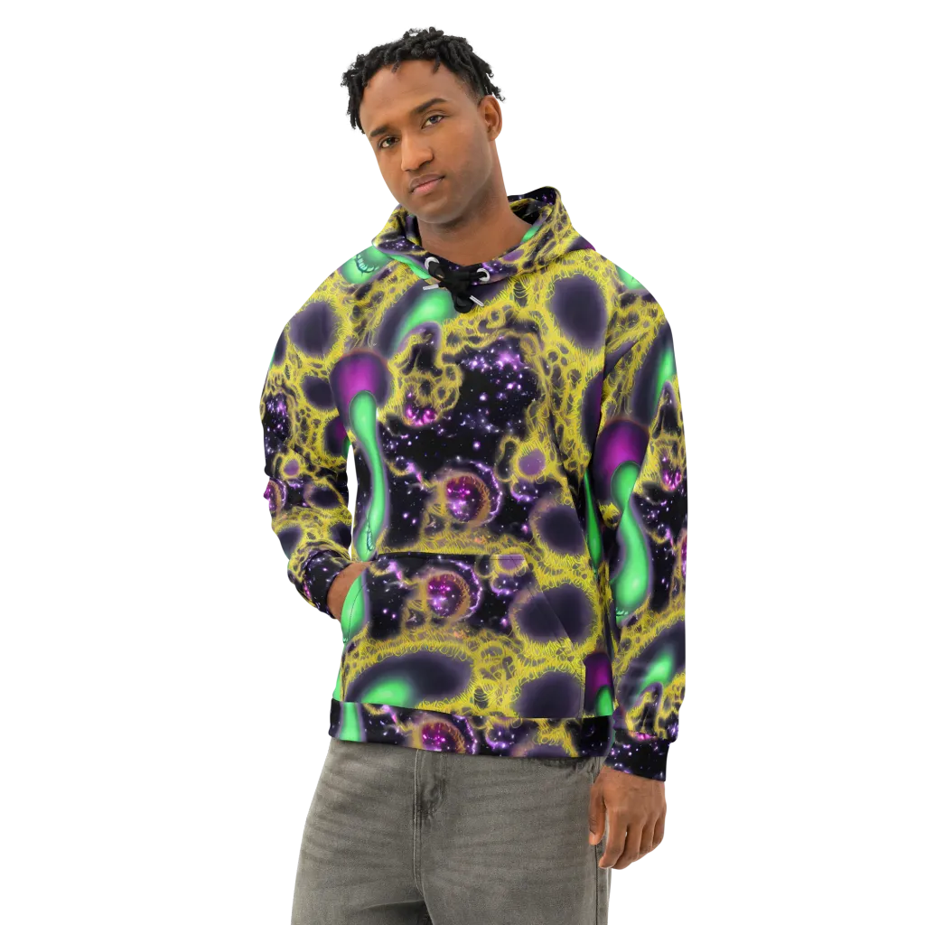 Galactic Grotto on Cotton Hoodie — Left Front