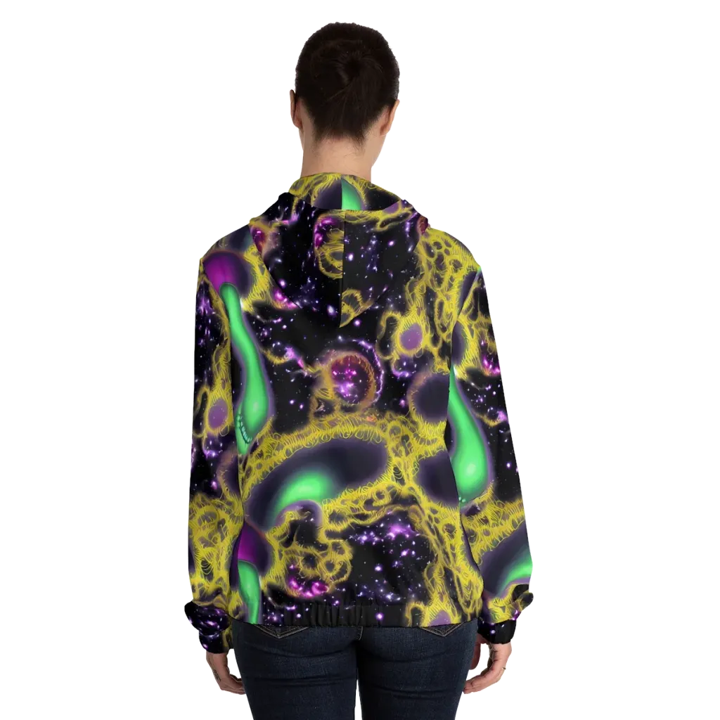 Galactic Grotto on Women's Full-Zip Hoodie — Back On Person