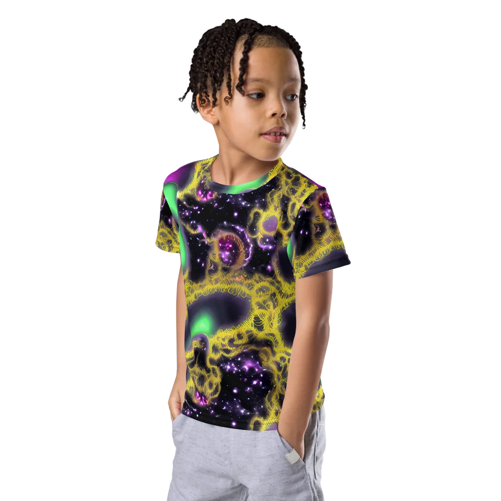 Galactic Grotto on Kids Crew Neck T-Shirt — Left Front