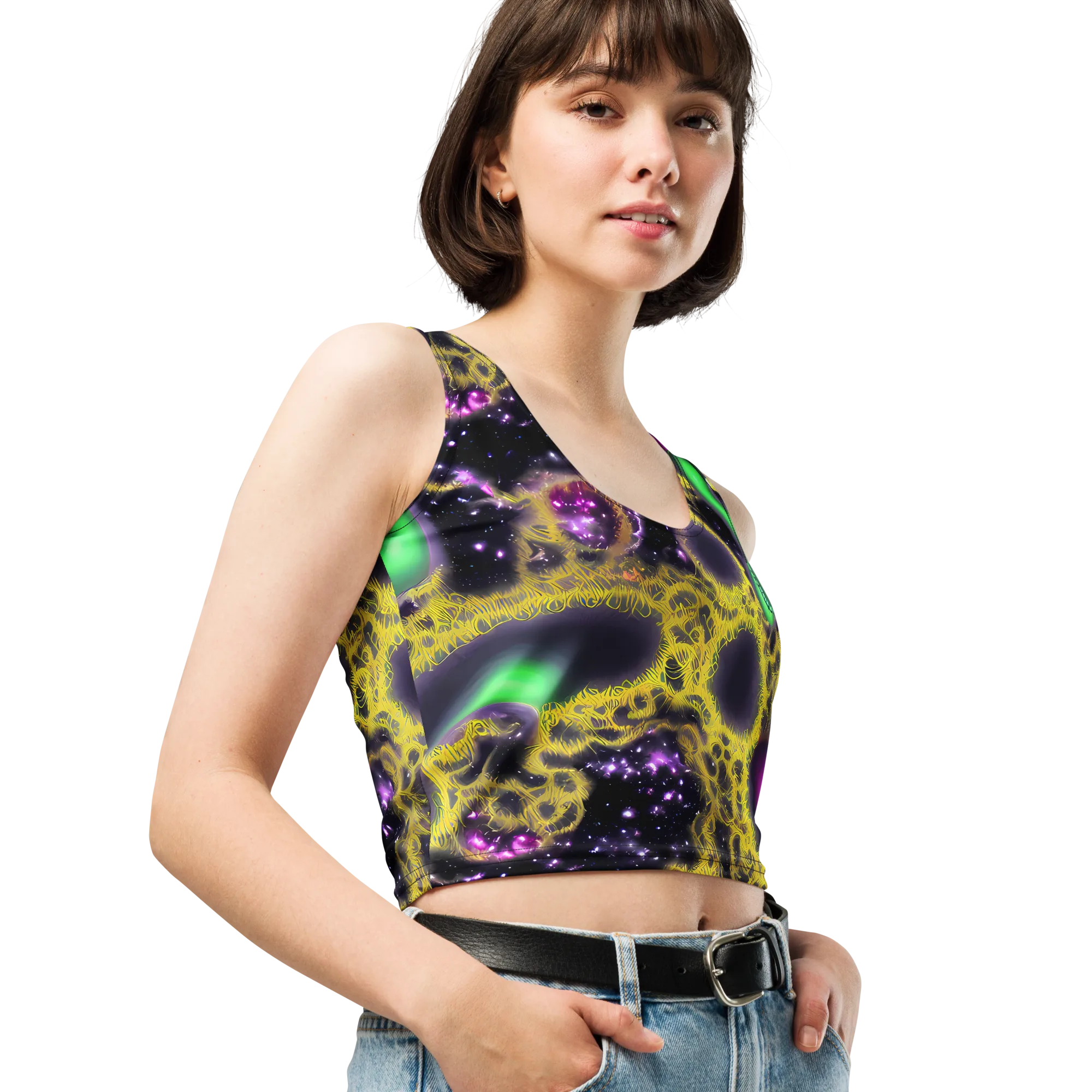 Galactic Grotto on Crop Top — Right Front