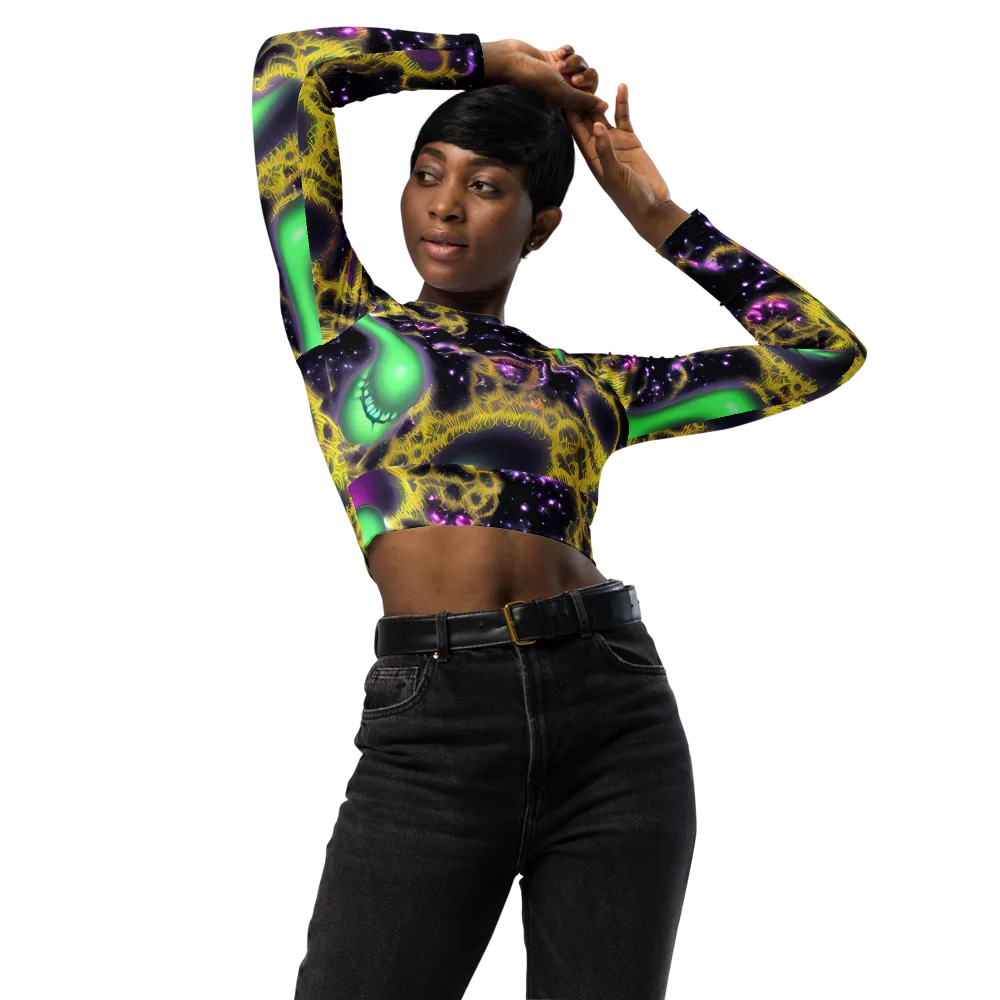Galactic Grotto on Long Sleeve Crop Top — Front
