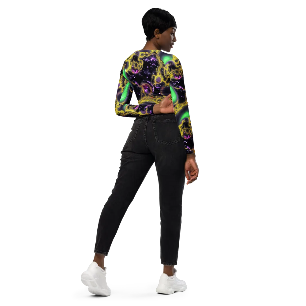 Galactic Grotto on Long Sleeve Crop Top — Right Back