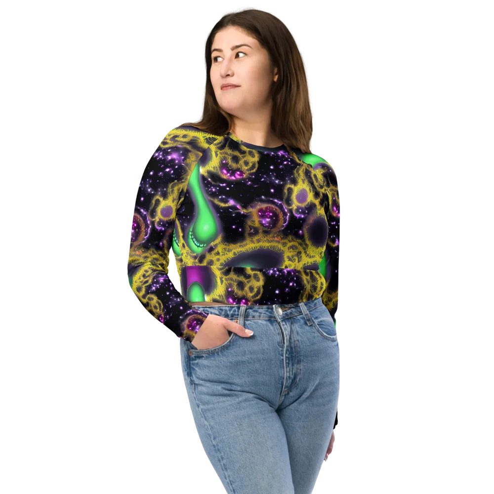 Galactic Grotto on Long Sleeve Crop Top — Front