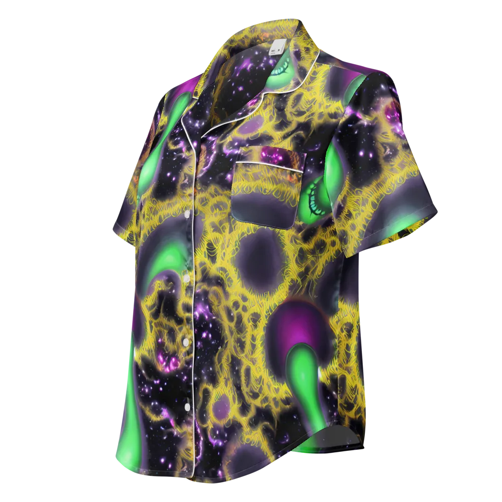Galactic Grotto on Women's Short Sleeve Pajama Top — Left Front