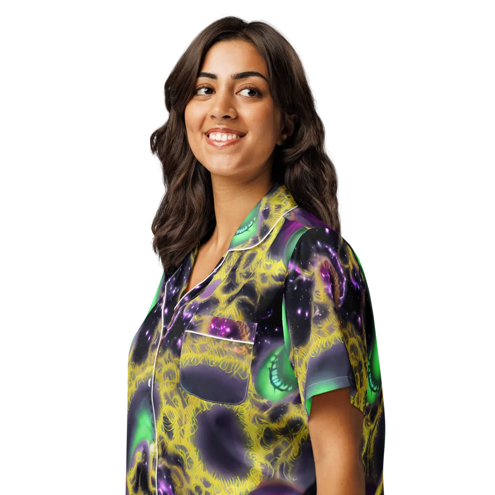 Galactic Grotto on Women's Short Sleeve Pajama Top — Left Front