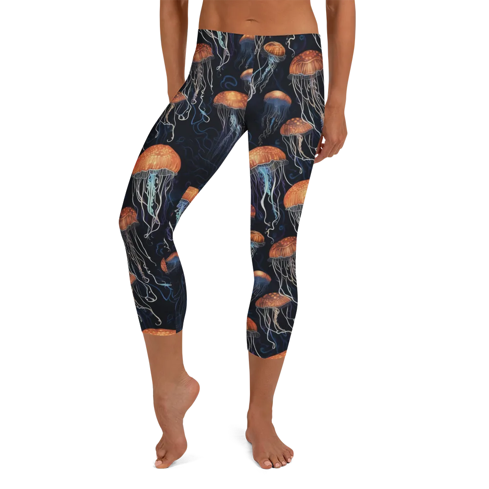 Abyssal Lanterns on Capri Leggings — Front