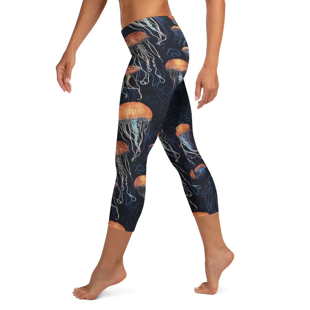 Abyssal Lanterns on Capri Leggings — Left