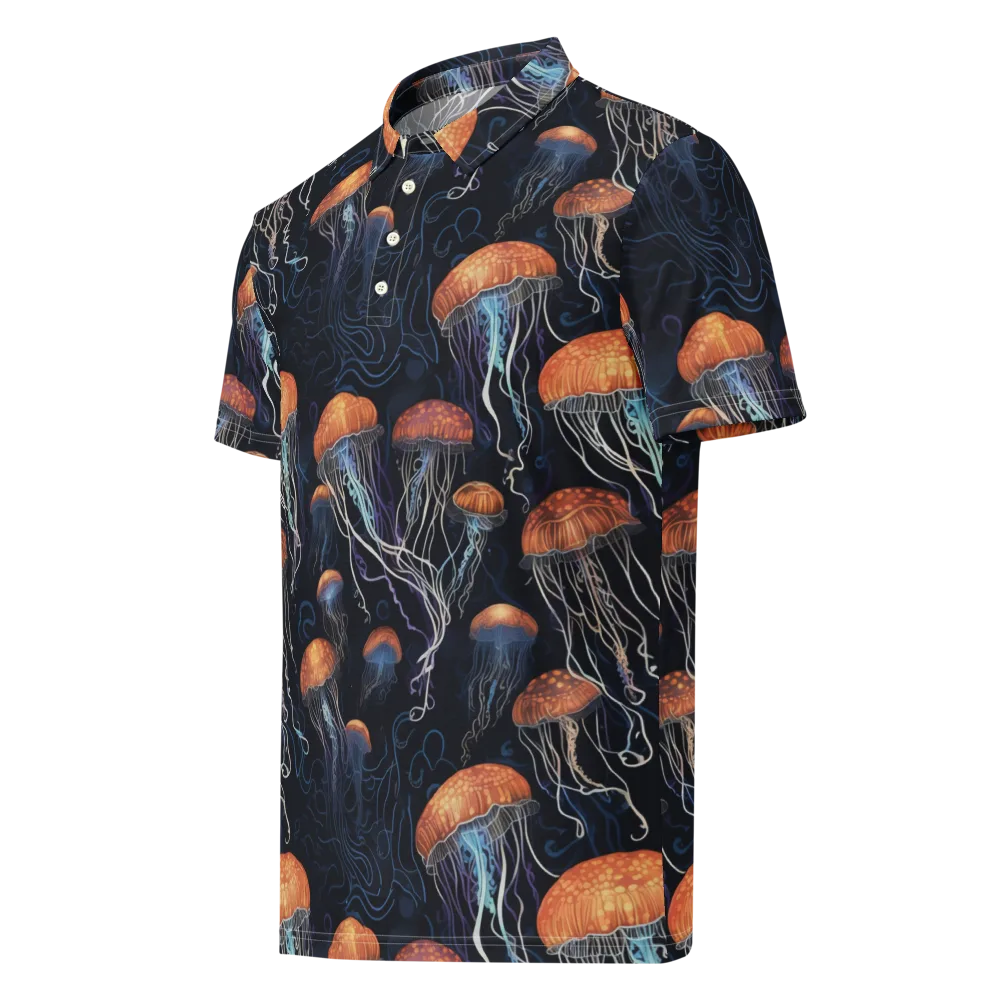 Abyssal Lanterns on Men's Slim Fit Polo Shirt — Left Front