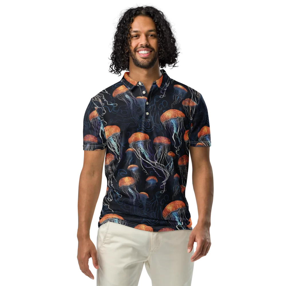 Abyssal Lanterns on Men's Slim Fit Polo Shirt — Front