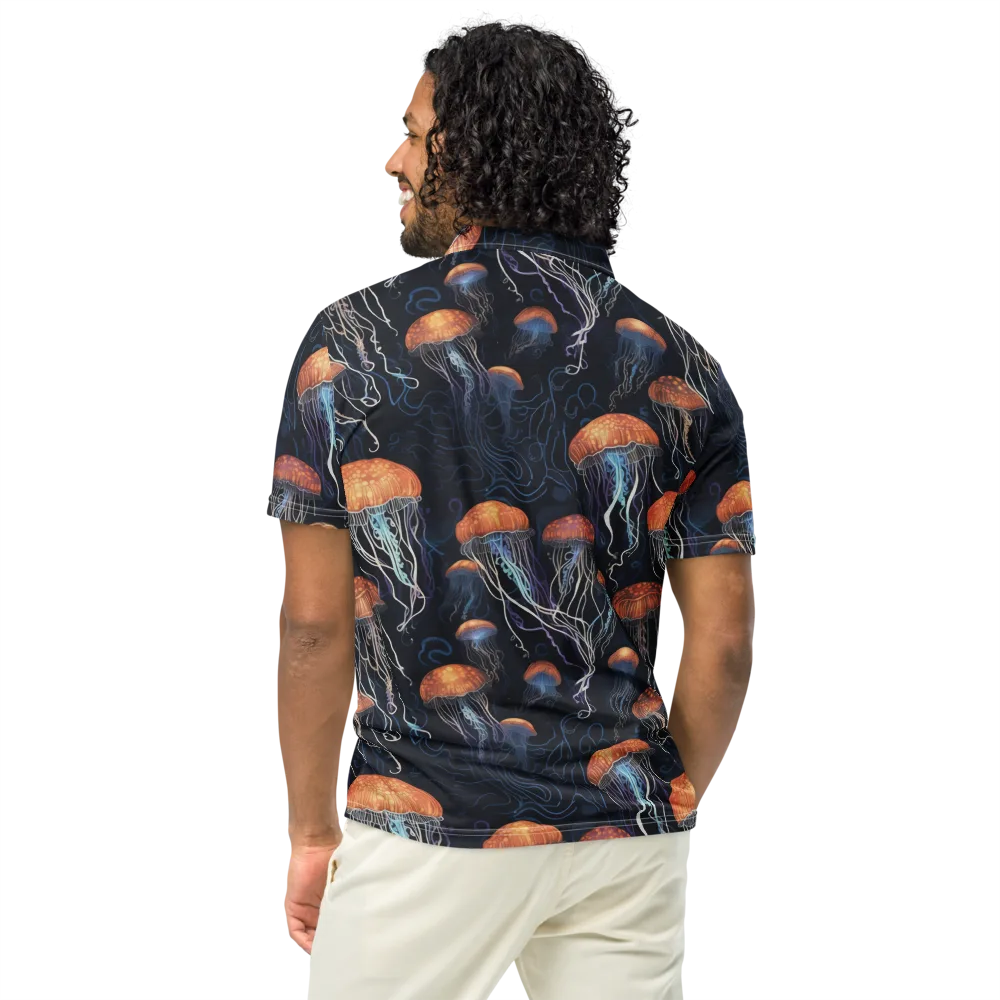 Abyssal Lanterns on Men's Slim Fit Polo Shirt — Back