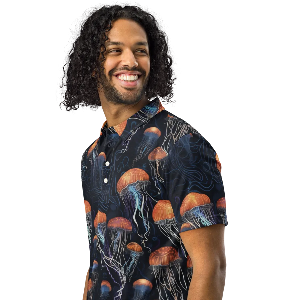 Abyssal Lanterns on Men's Slim Fit Polo Shirt — Left Front