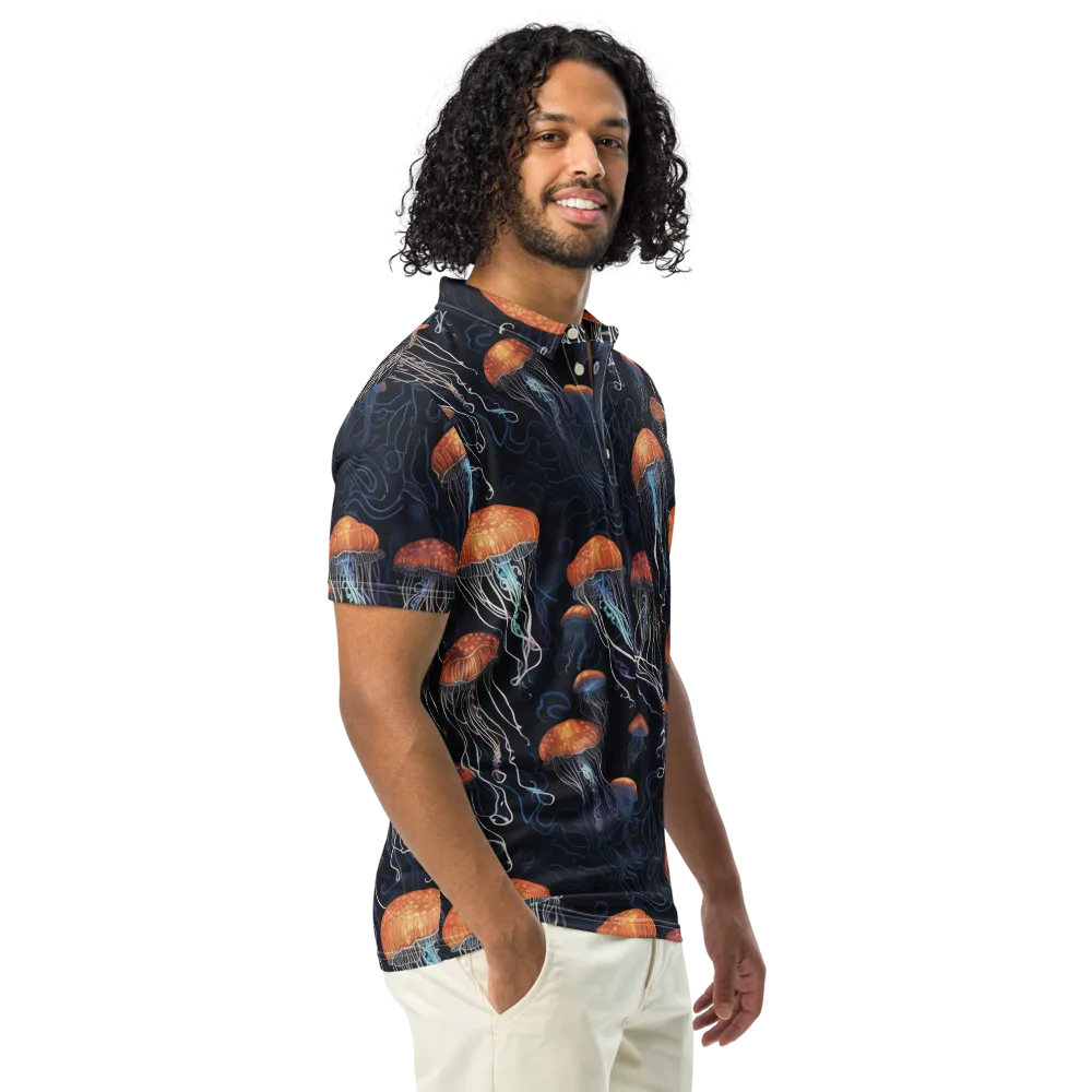 Abyssal Lanterns on Men's Slim Fit Polo Shirt — Right Front