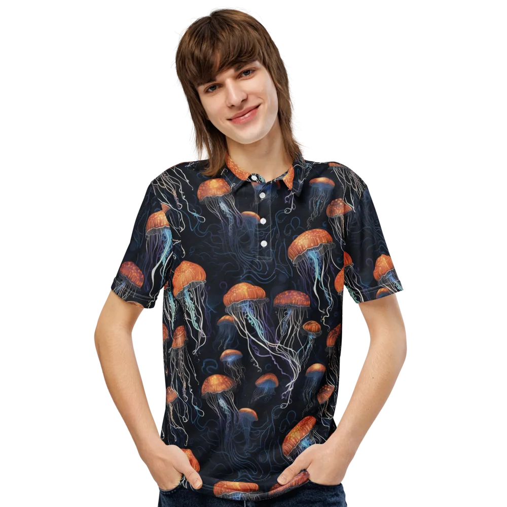 Abyssal Lanterns on Men's Slim Fit Polo Shirt — Front