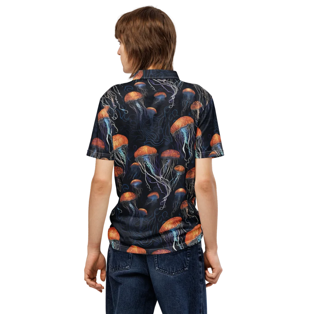 Abyssal Lanterns on Men's Slim Fit Polo Shirt — Back