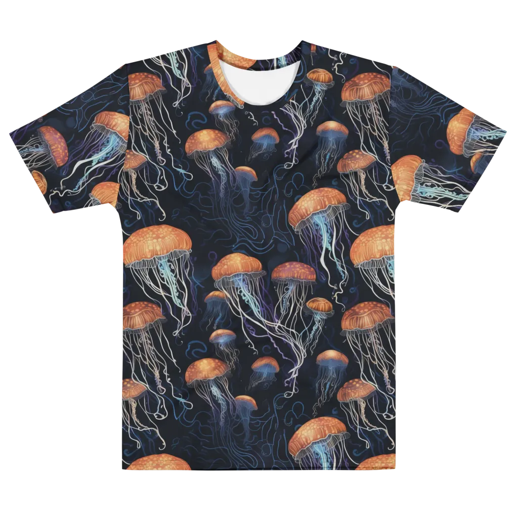 Abyssal Lanterns on Men's Cotton Crew Neck T-Shirt — Front
