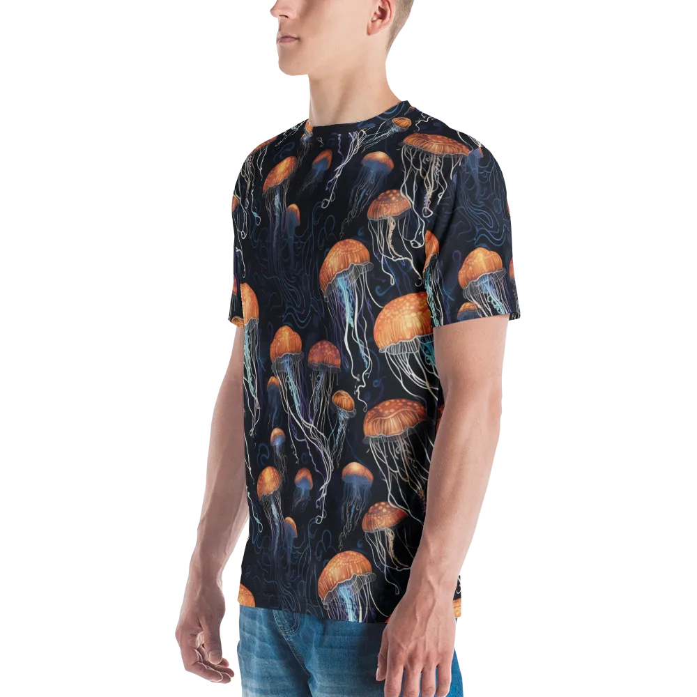 Abyssal Lanterns on Men's Crew Neck T-Shirt — Left