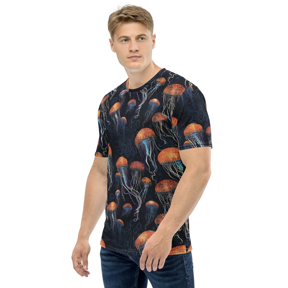Abyssal Lanterns on Men's Crew Neck T-Shirt — Left