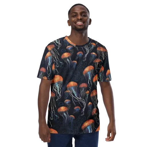 Abyssal Lanterns on a Men's Crew Neck T-Shirt