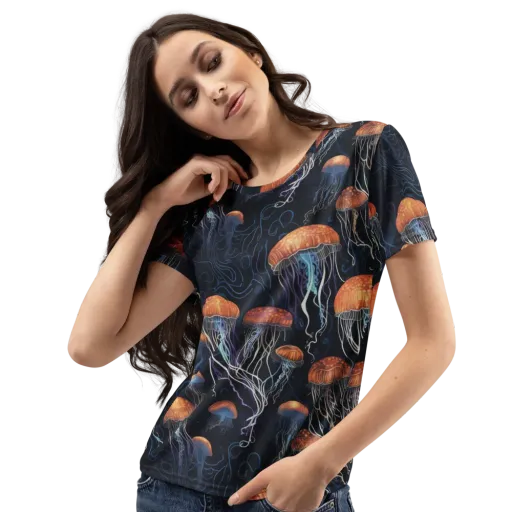 Abyssal Lanterns on a Women's Crew Neck T-Shirt