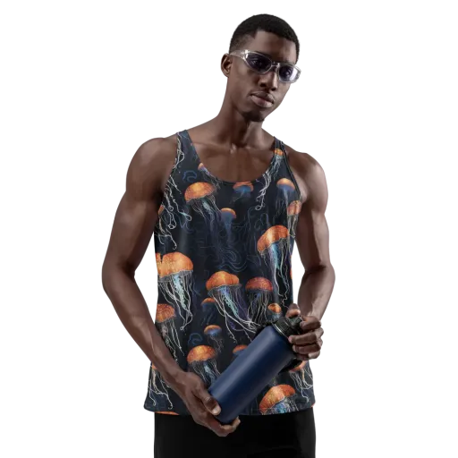 Abyssal Lanterns on a Men's Tank Top