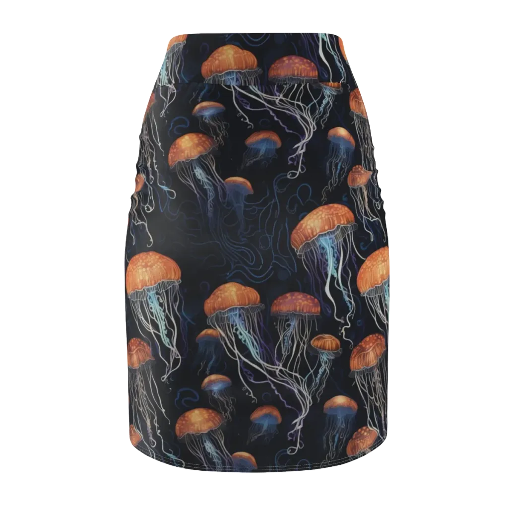 Abyssal Lanterns on Pencil Skirt — Back