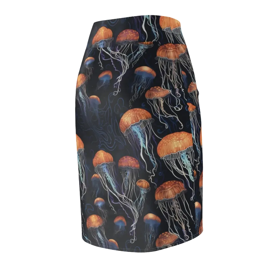 Abyssal Lanterns on Pencil Skirt — Back Side