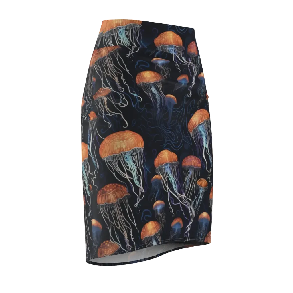 Abyssal Lanterns on Pencil Skirt — Front Side