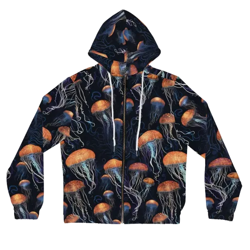 Abyssal Lanterns on a Women's Full-Zip Hoodie