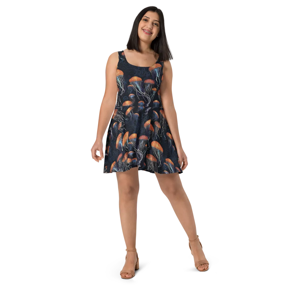 Abyssal Lanterns on Skater Dress — Front