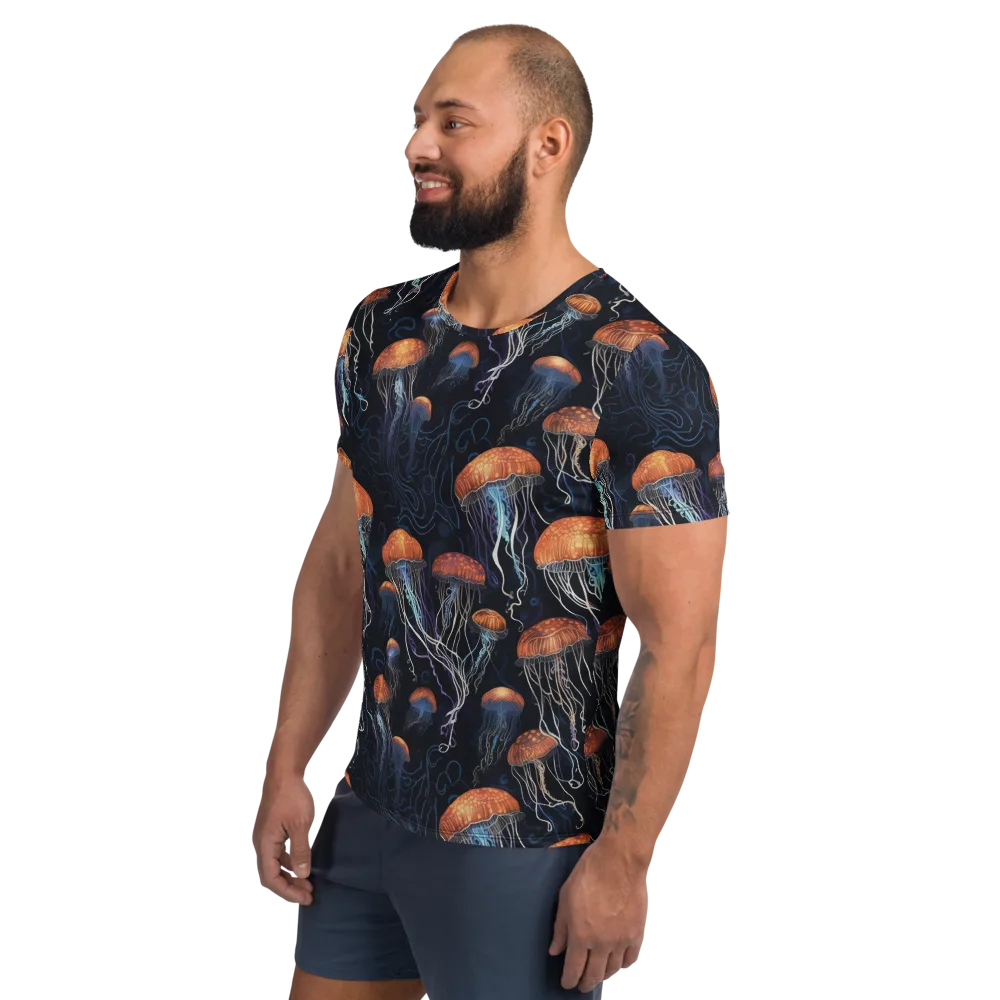 Abyssal Lanterns on Men's Athletic T-Shirt — Left