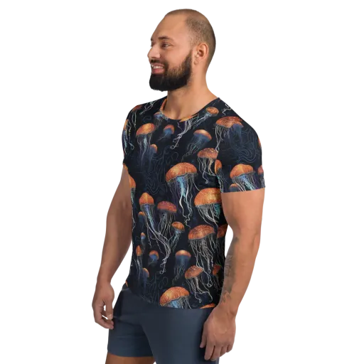 Abyssal Lanterns on a Men's Athletic T-Shirt