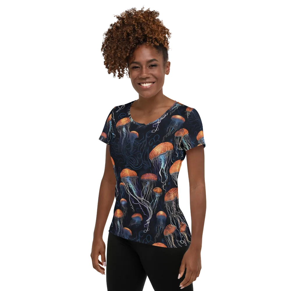 Abyssal Lanterns on Women's Athletic T-Shirt — Left