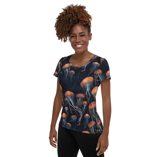 Abyssal Lanterns on a Women's Athletic T-Shirt