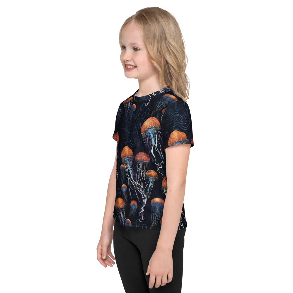 Abyssal Lanterns on Kids Crew Neck T-Shirt — Left