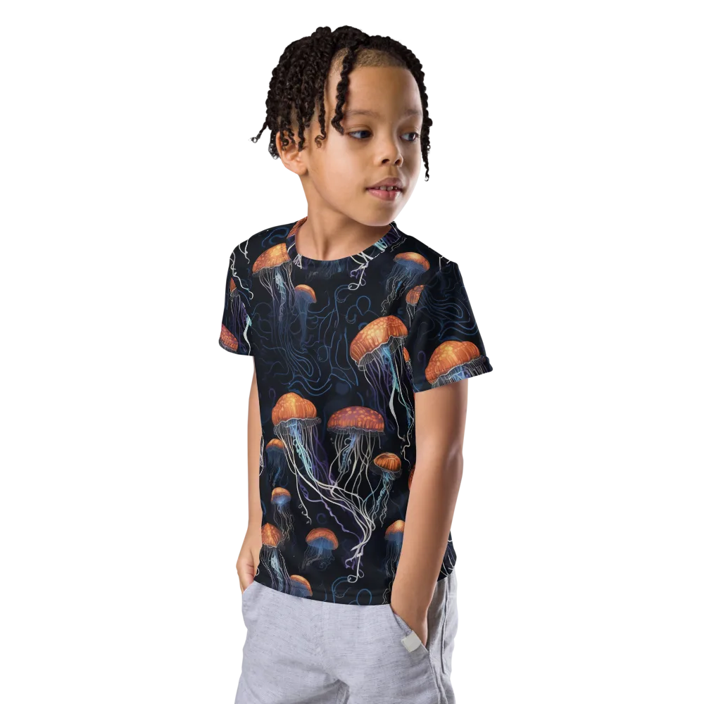 Abyssal Lanterns on Kids Crew Neck T-Shirt — Left Front