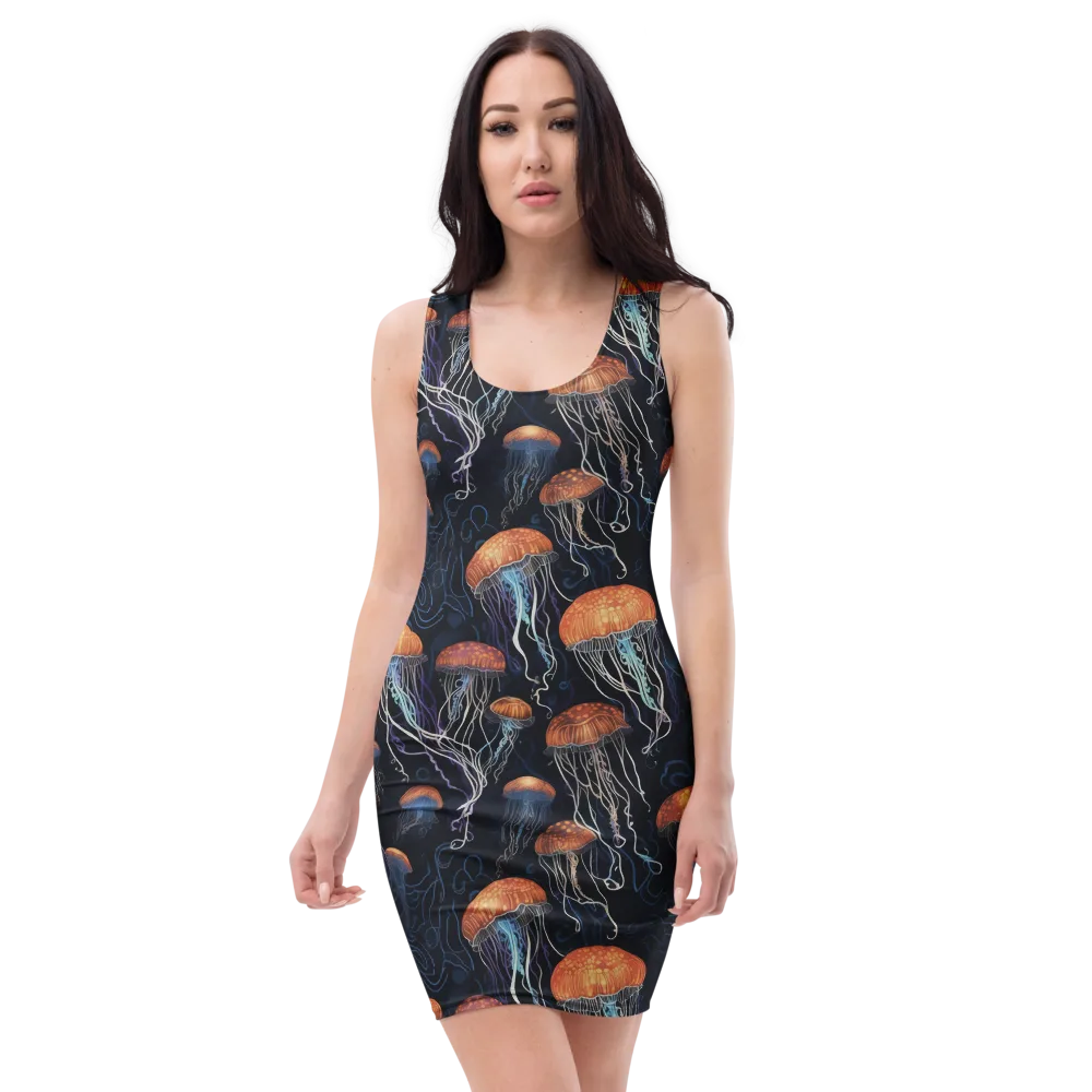 Abyssal Lanterns on Bodycon Dress — Front