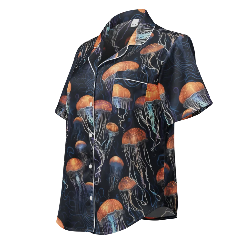 Abyssal Lanterns on Women's Short Sleeve Pajama Top — Left Front