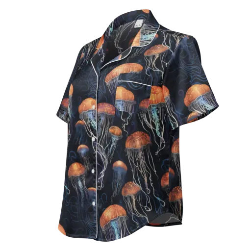 Abyssal Lanterns on a Women's Short Sleeve Pajama Top