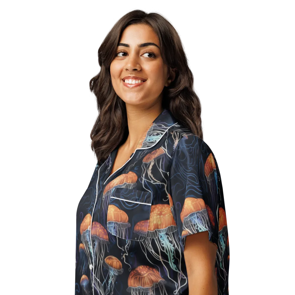Abyssal Lanterns on Women's Short Sleeve Pajama Top — Left Front