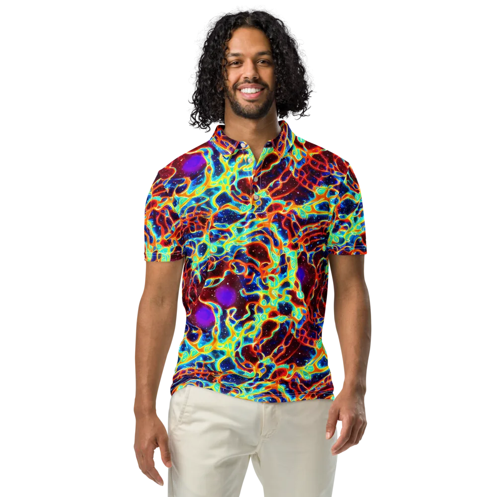 Supernova Tangle on Men's Slim Fit Polo Shirt — Front