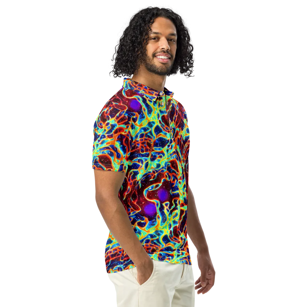 Supernova Tangle on Men's Slim Fit Polo Shirt — Right Front