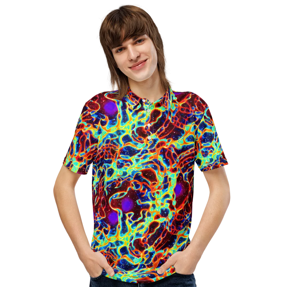 Supernova Tangle on Men's Slim Fit Polo Shirt — Front