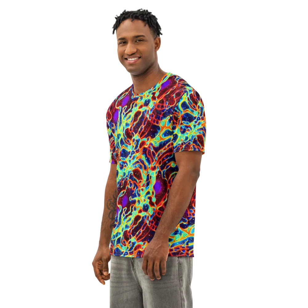 Supernova Tangle on Men's Cotton Crew Neck T-Shirt — Left Front