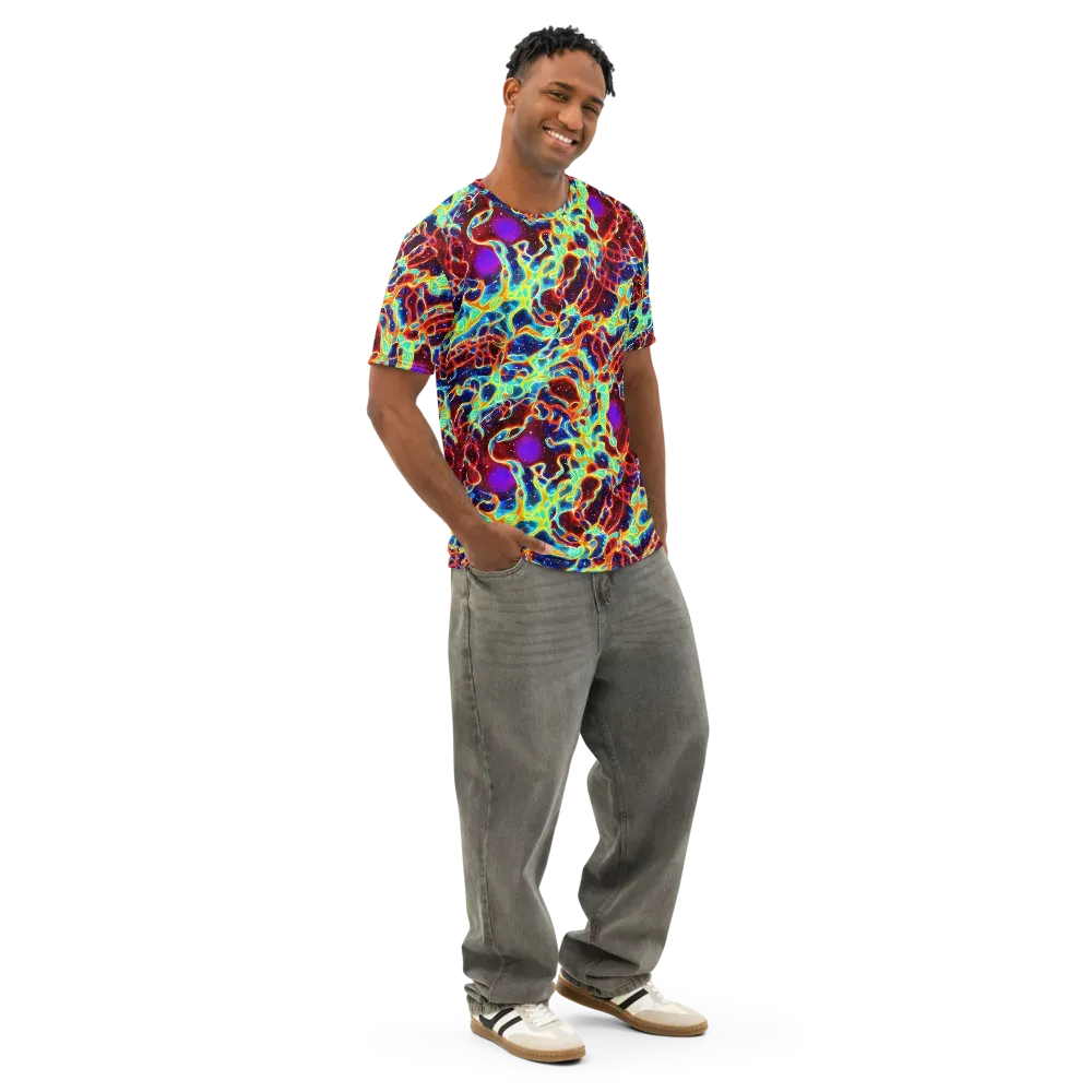 Supernova Tangle on Men's Cotton Crew Neck T-Shirt — Right Front