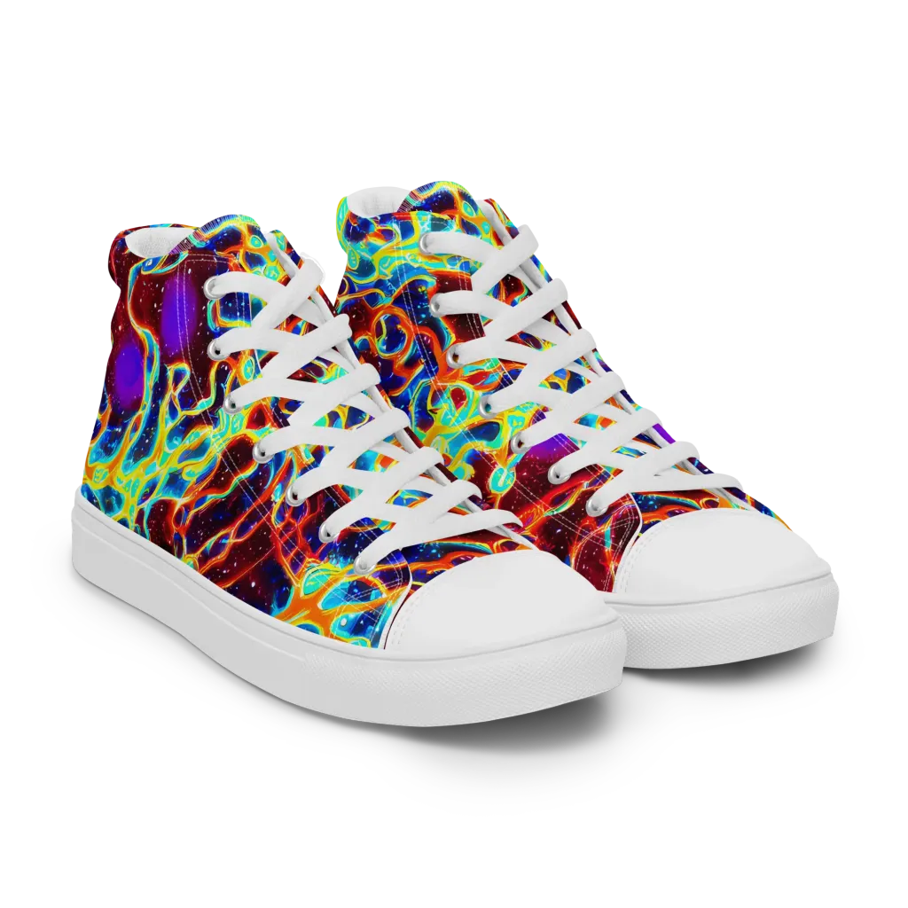 Supernova Tangle on Men's High Top Canvas Shoes — Right Front
