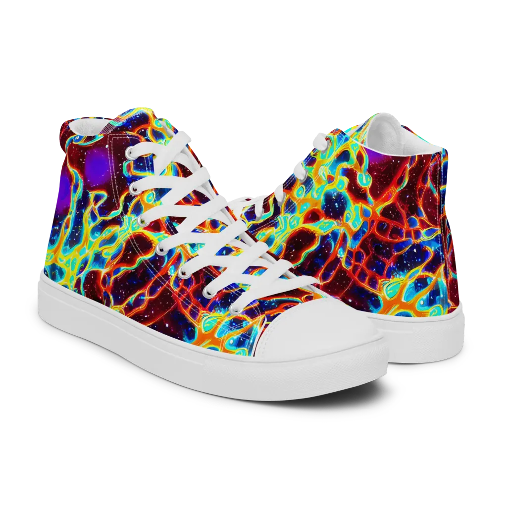Supernova Tangle on Men's High Top Canvas Shoes — Right